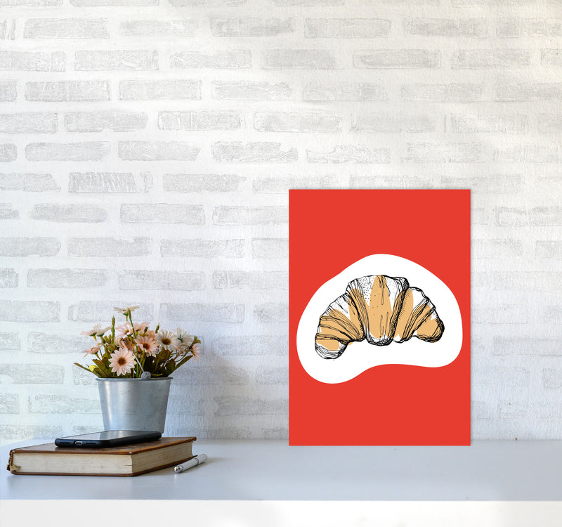 Kitchen Pop Croissant Red Art Print by Pixy Paper A3 Black Frame