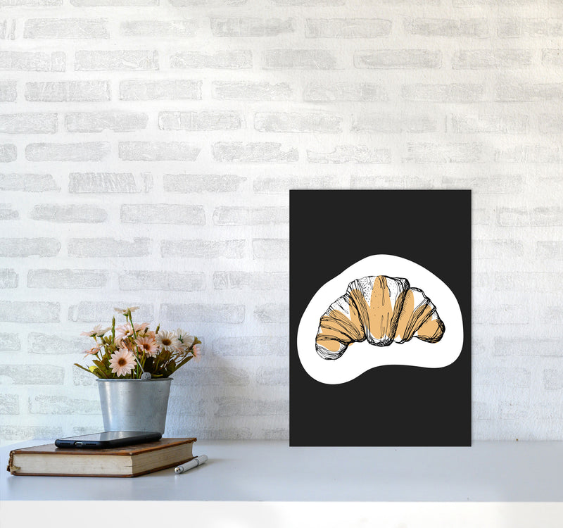 Kitchen Pop Croissant Off Black Art Print by Pixy Paper A3 Black Frame
