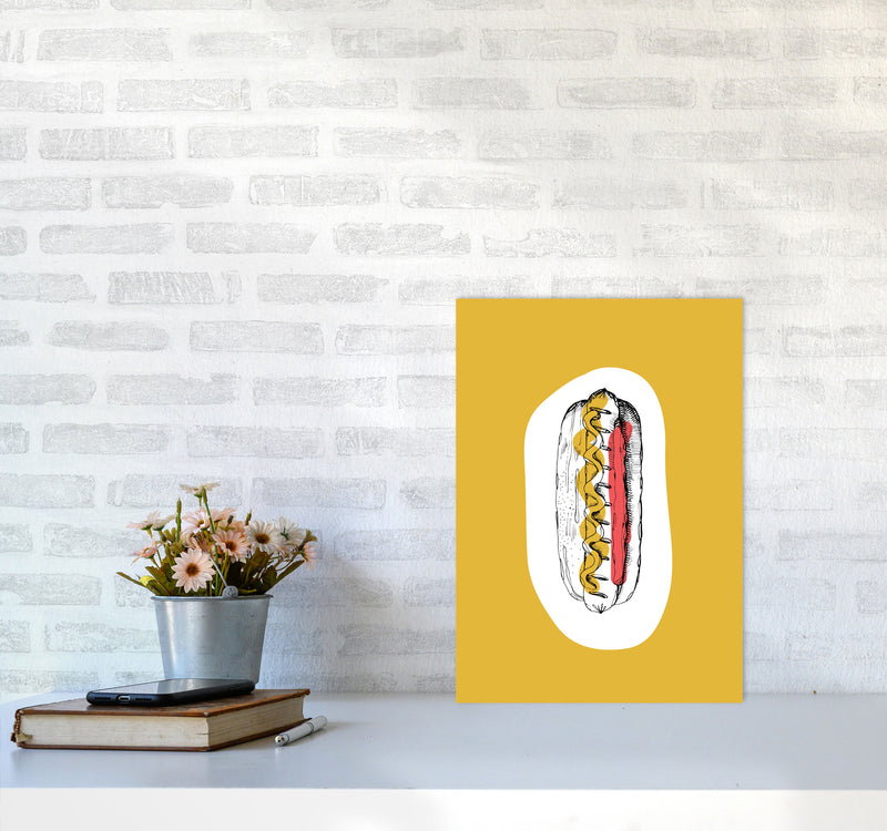 Kitchen Pop Hot Dog Mustard Art Print by Pixy Paper A3 Black Frame