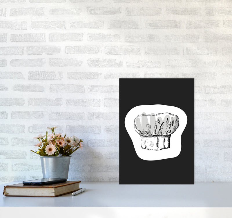 Kitchen Pop Chef's Hat Off Black Art Print by Pixy Paper A3 Black Frame