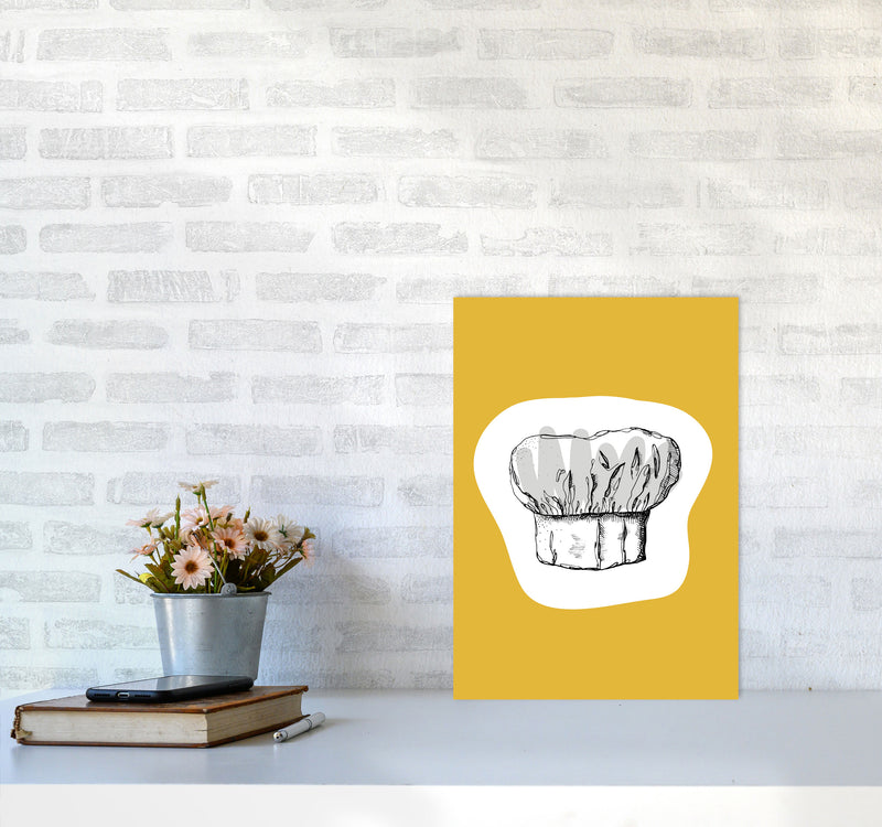 Kitchen Pop Chef's Hat Mustard Art Print by Pixy Paper A3 Black Frame