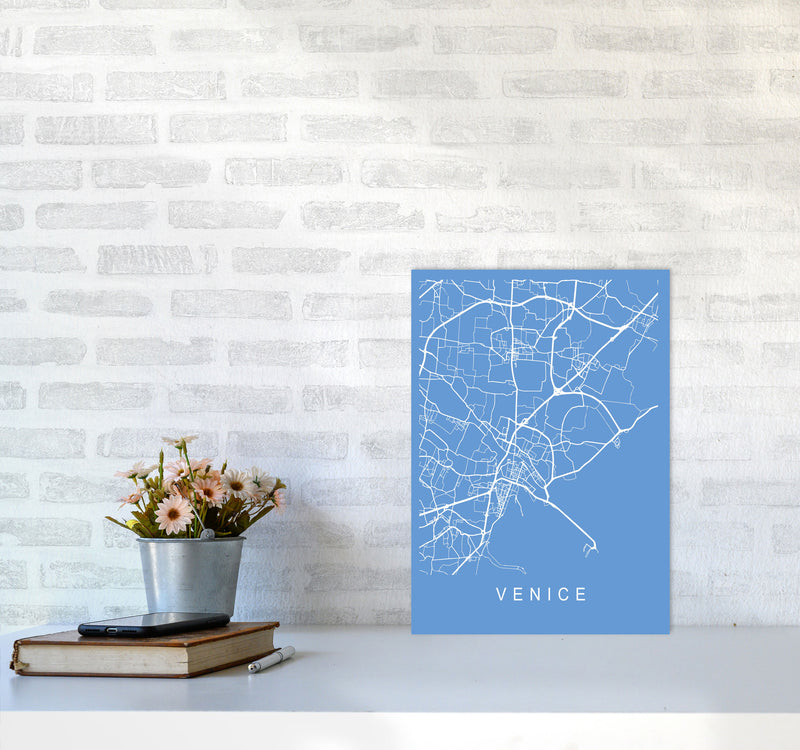 Venice Map Blueprint Art Print by Pixy Paper A3 Black Frame
