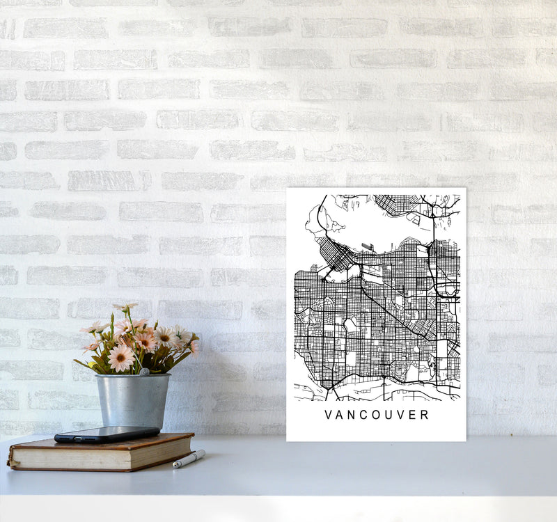 Vancouver Map Art Print by Pixy Paper A3 Black Frame