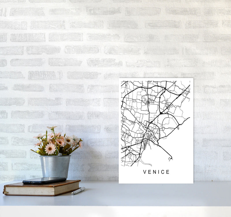 Venice Map Art Print by Pixy Paper A3 Black Frame