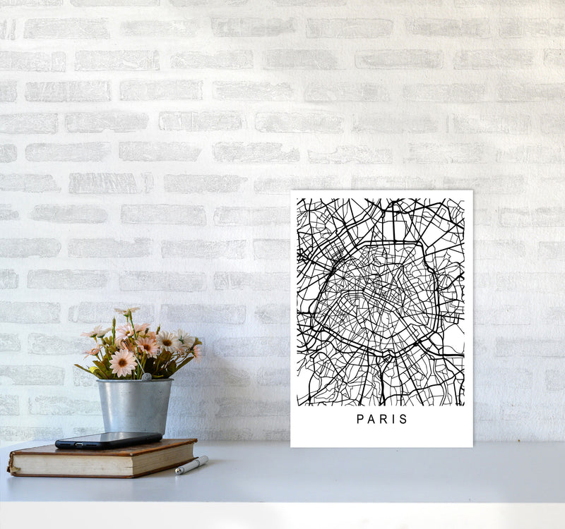 Paris Map Art Print by Pixy Paper A3 Black Frame