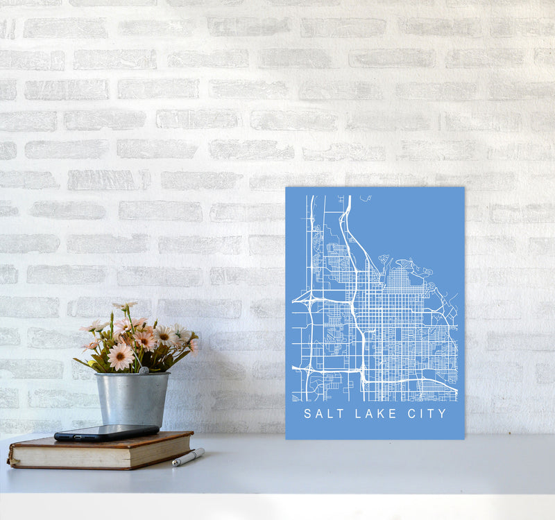 Salt Lake City Map Blueprint Art Print by Pixy Paper A3 Black Frame
