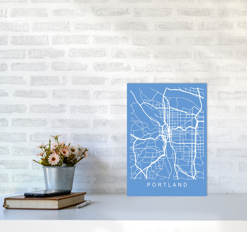 Portland Map Blueprint Art Print by Pixy Paper A3 Black Frame