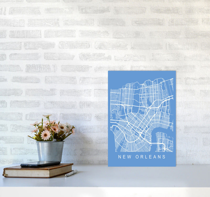 New Orleans Map Blueprint Art Print by Pixy Paper A3 Black Frame