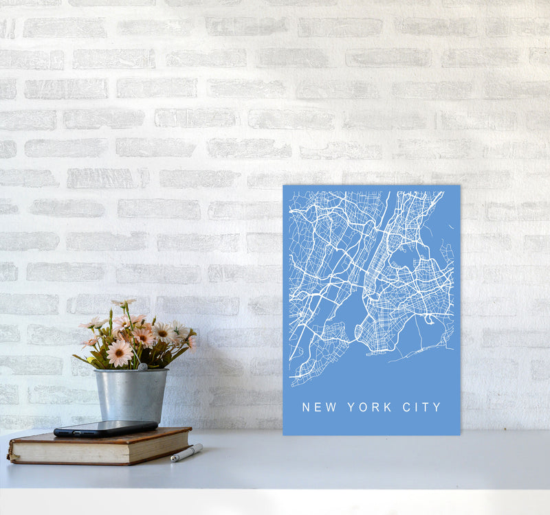 New York City Map Blueprint Art Print by Pixy Paper A3 Black Frame