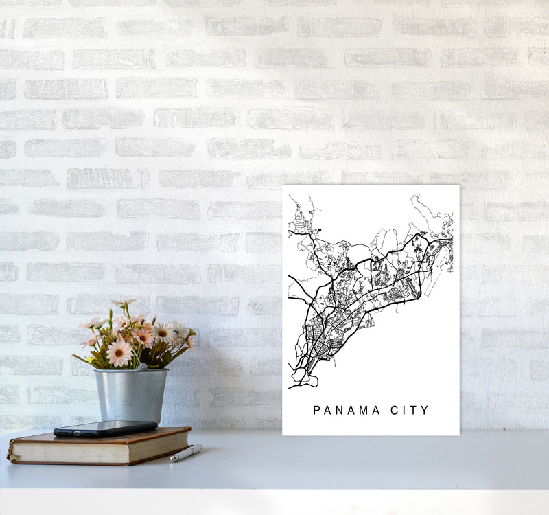 Panama Map Art Print by Pixy Paper A3 Black Frame
