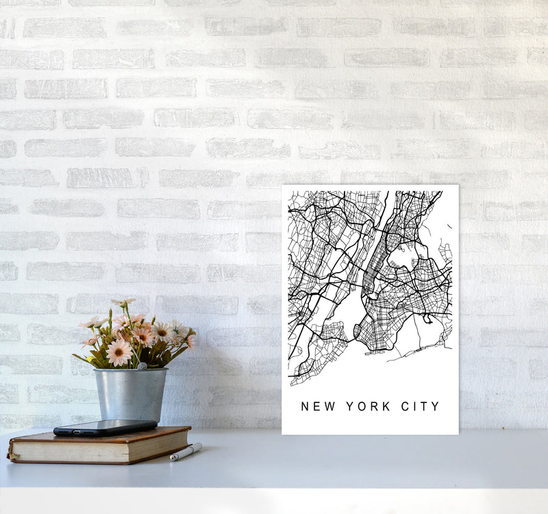 New York City Map Art Print by Pixy Paper A3 Black Frame
