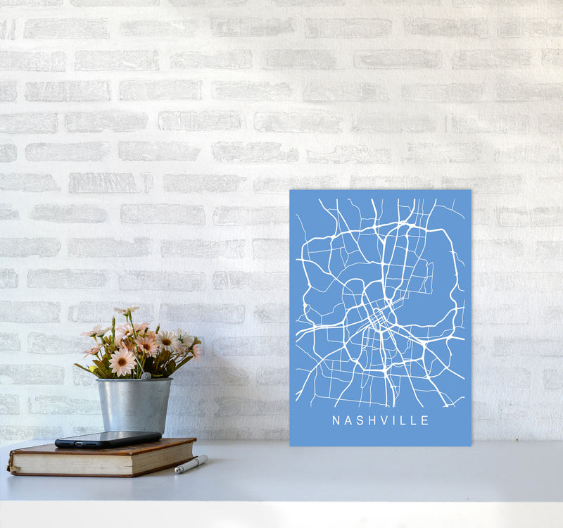 Nashville Map Blueprint Art Print by Pixy Paper A3 Black Frame