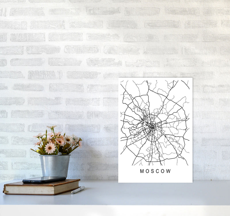 Moscow Map Art Print by Pixy Paper A3 Black Frame