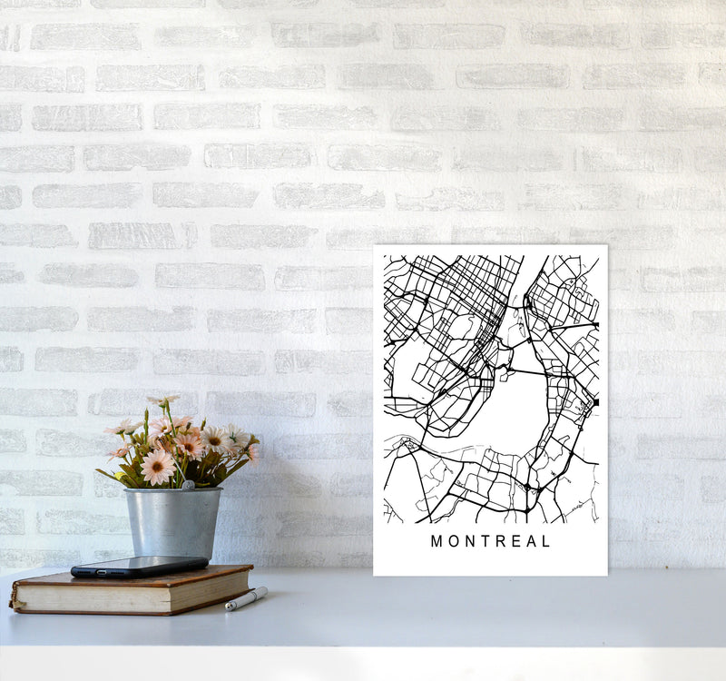 Montreal Map Art Print by Pixy Paper A3 Black Frame