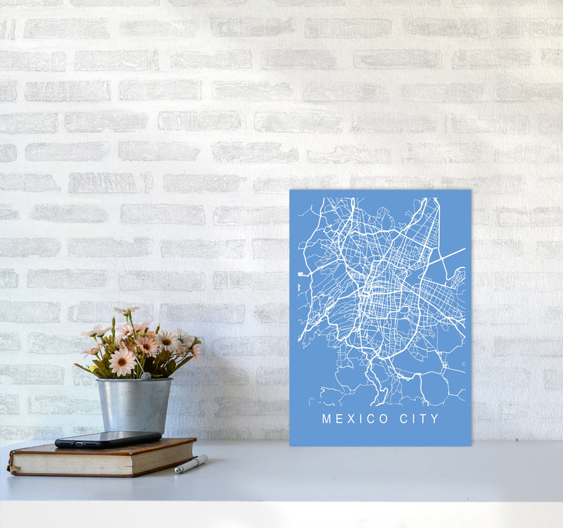 Mexico City Map Blueprint Art Print by Pixy Paper A3 Black Frame