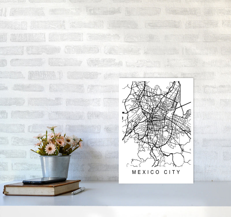 Mexico Map Art Print by Pixy Paper A3 Black Frame