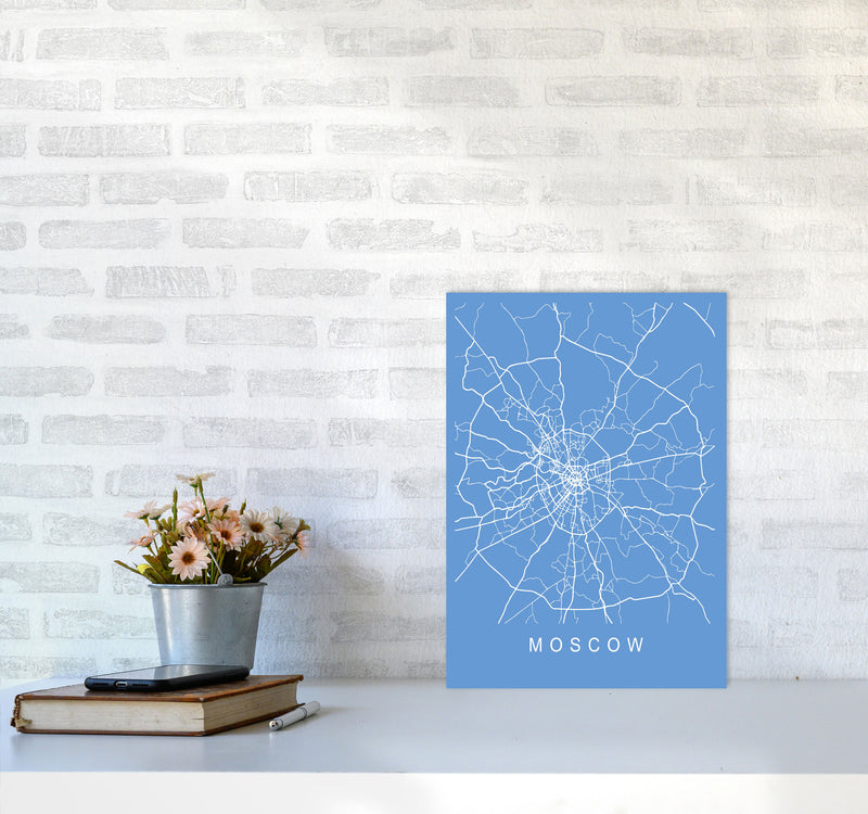 Moscow Map Blueprint Art Print by Pixy Paper A3 Black Frame