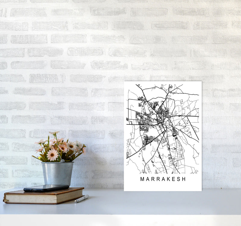 Marrakesh Map Art Print by Pixy Paper A3 Black Frame