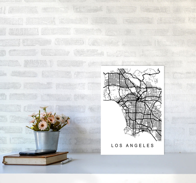 Los Angeles Map Art Print by Pixy Paper A3 Black Frame
