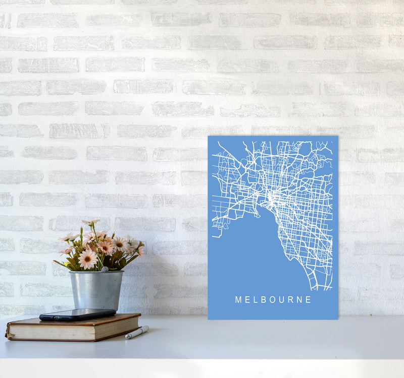 Melbourne Map Blueprint Art Print by Pixy Paper A3 Black Frame