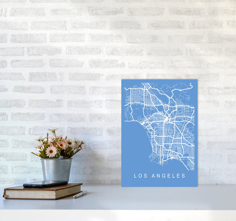Los Angeles Map Blueprint Art Print by Pixy Paper A3 Black Frame