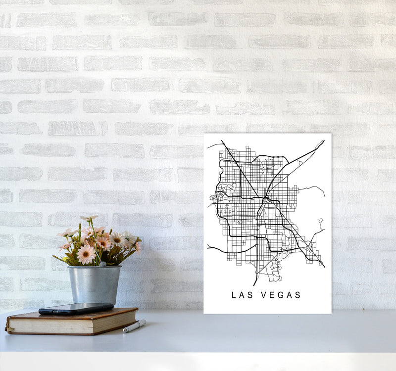 Las Vegas Map Art Print by Pixy Paper A3 Black Frame