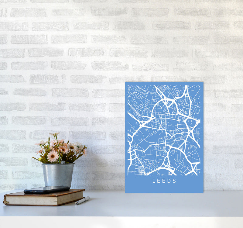Leeds Map Blueprint Art Print by Pixy Paper A3 Black Frame
