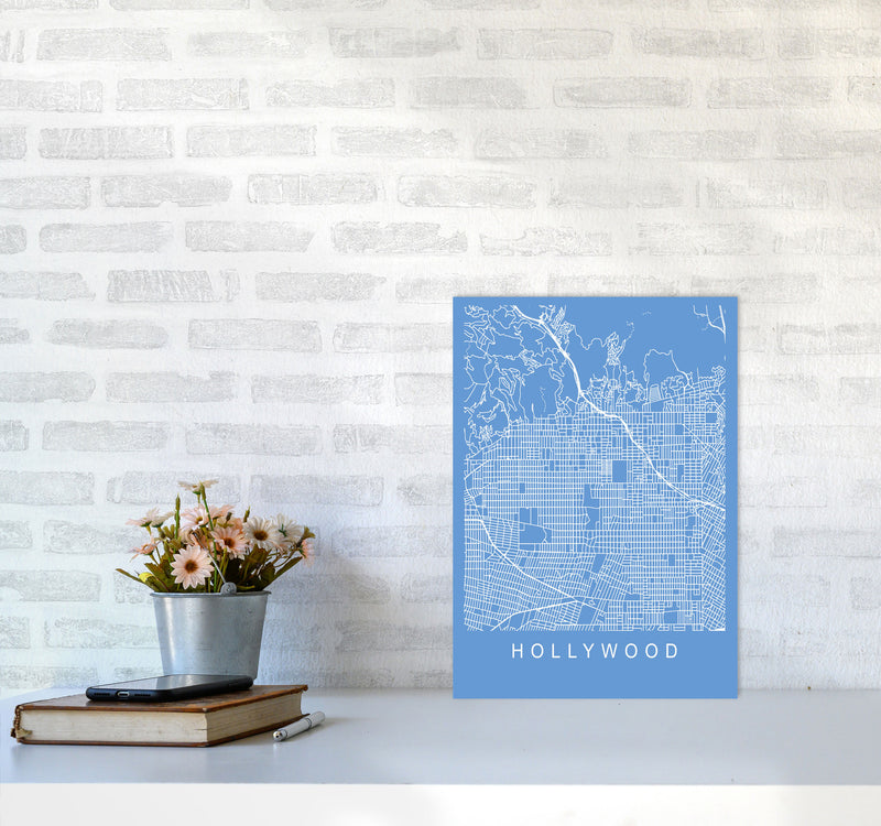 Hollywood Map Blueprint Art Print by Pixy Paper A3 Black Frame