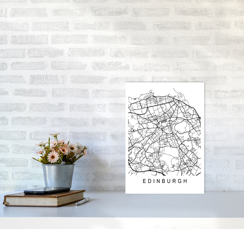 Edinburgh Map Art Print by Pixy Paper A3 Black Frame