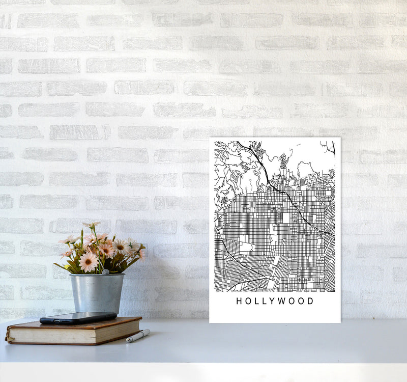 Hollywood Map Art Print by Pixy Paper A3 Black Frame