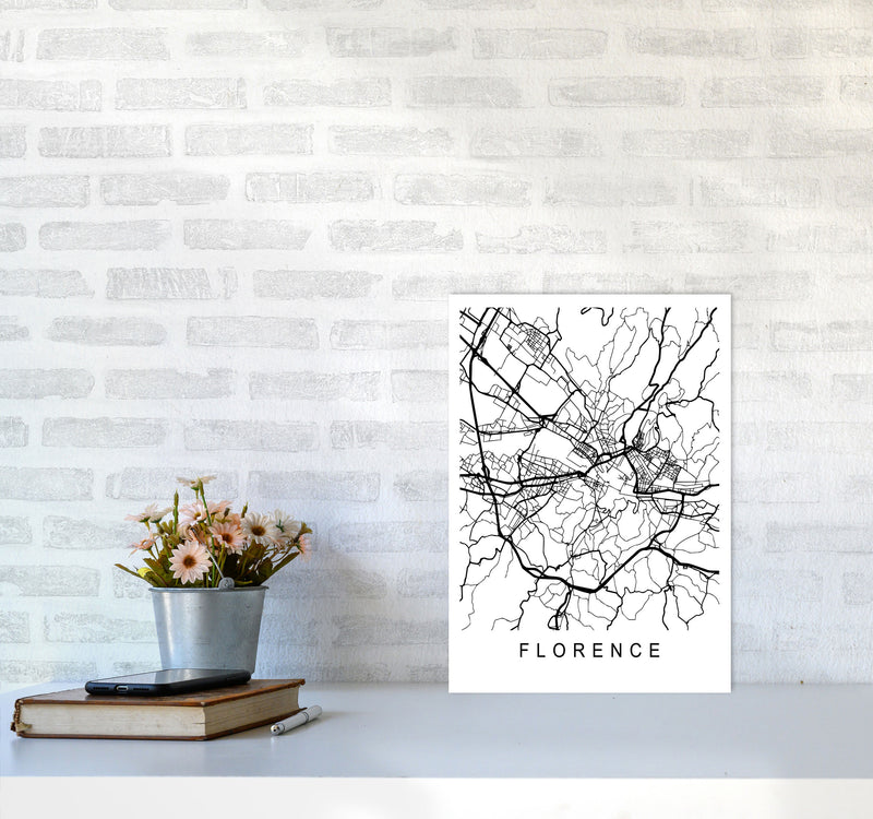 Florence Map Art Print by Pixy Paper A3 Black Frame
