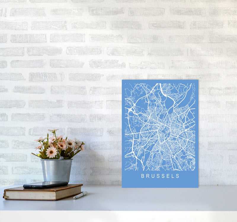 Brussels Map Blueprint Art Print by Pixy Paper A3 Black Frame
