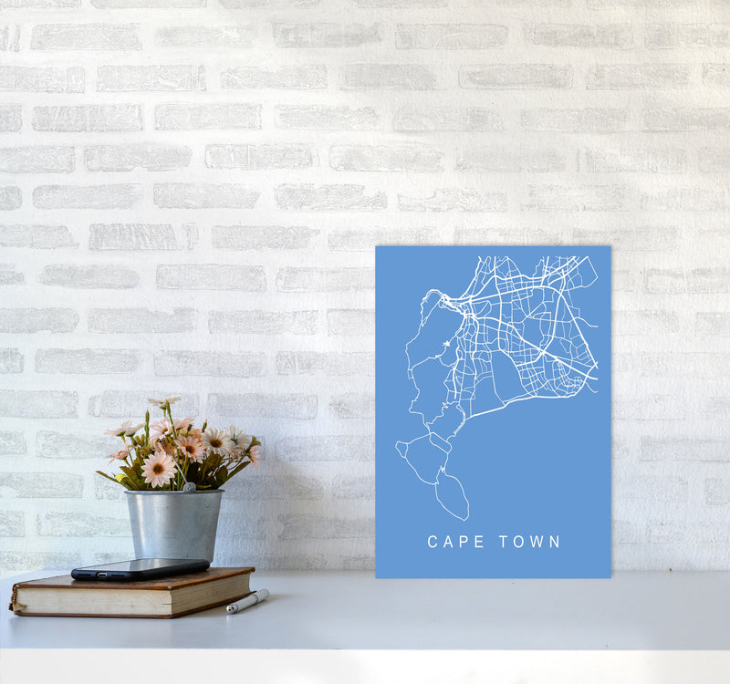 Cape Town Map Blueprint Art Print by Pixy Paper A3 Black Frame