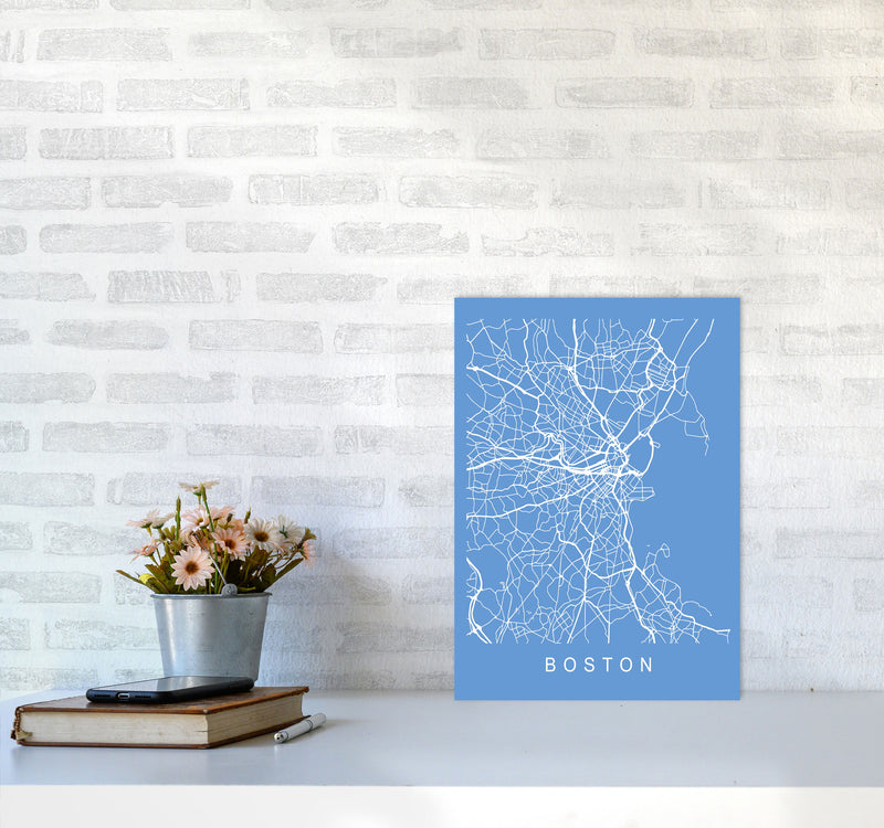 Boston Map Blueprint Art Print by Pixy Paper A3 Black Frame