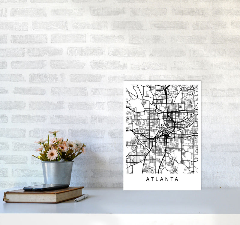 Atlanta Map Art Print by Pixy Paper A3 Black Frame