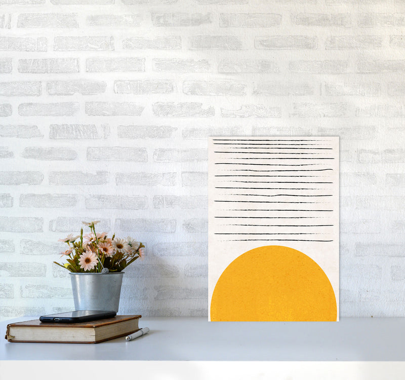 Sun lines mustard Art Print by Pixy Paper A3 Black Frame