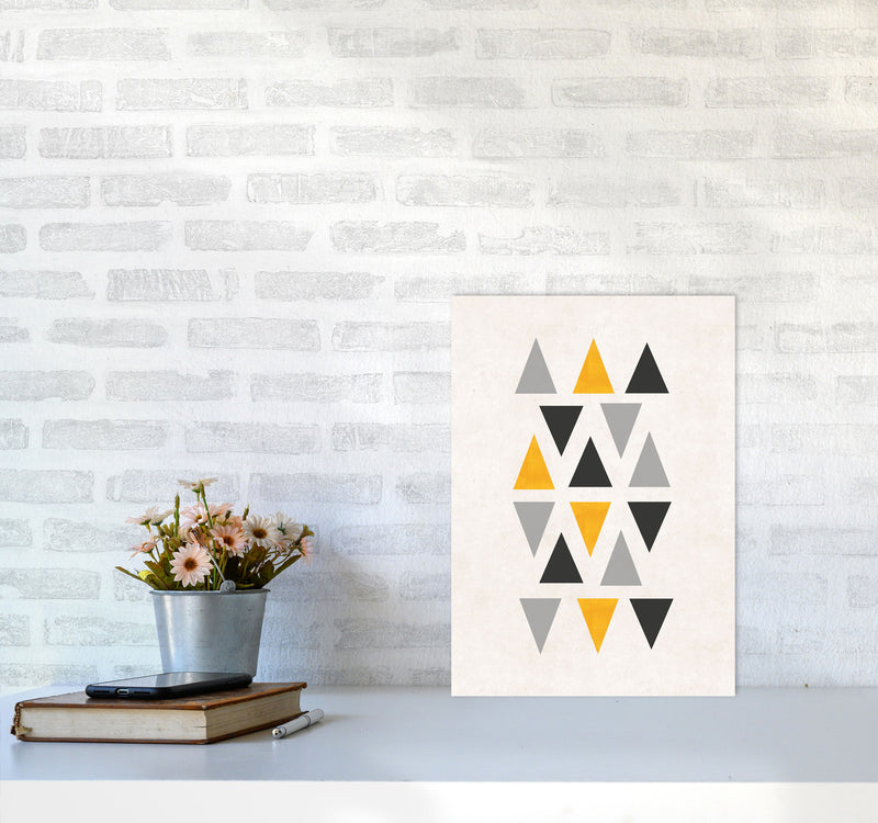 Small triangles mix mustard Art Print by Pixy Paper A3 Black Frame