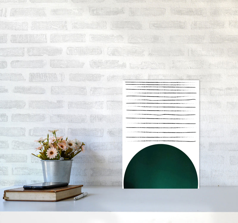 Sun lines emerald Art Print by Pixy Paper A3 Black Frame