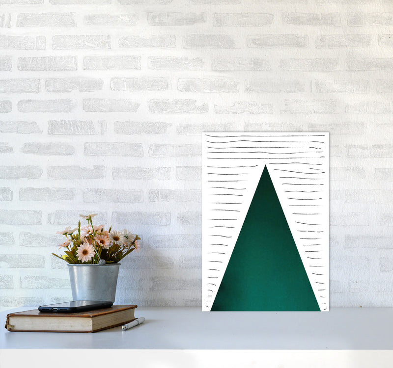 Mountain lines emerald Art Print by Pixy Paper A3 Black Frame