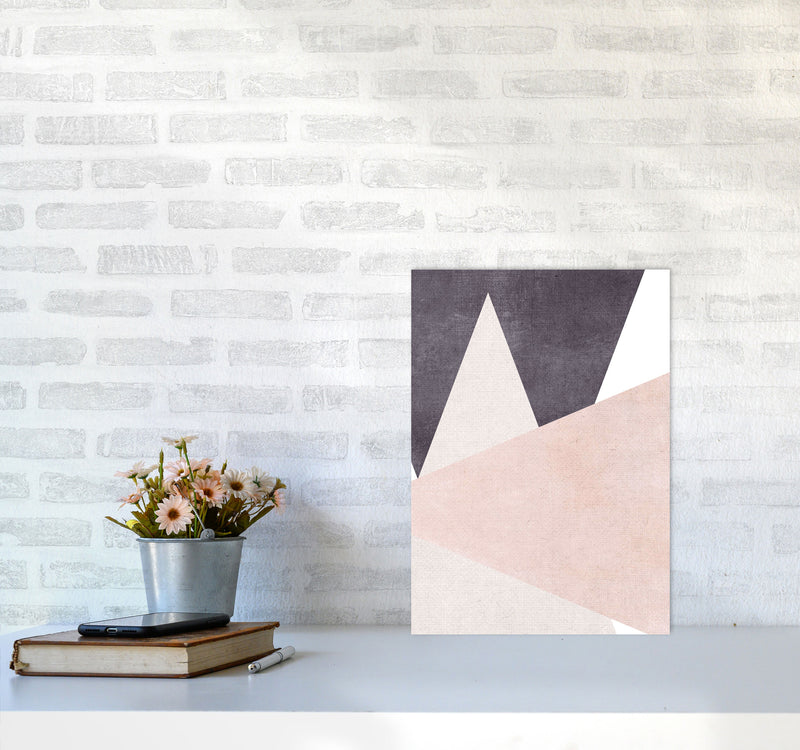 Large triangles pink cotton Art Print by Pixy Paper A3 Black Frame