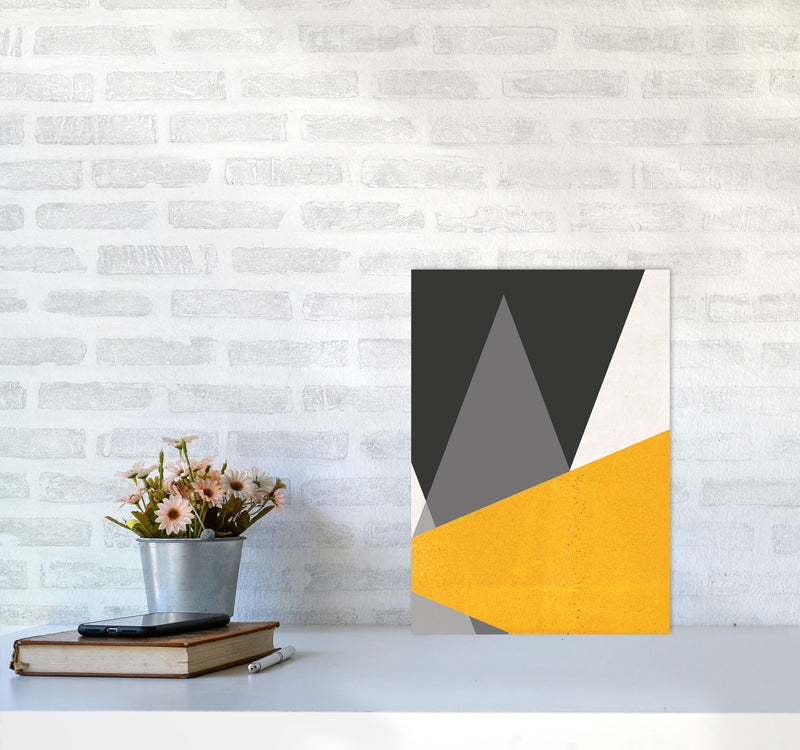 Large triangles mustard Art Print by Pixy Paper A3 Black Frame