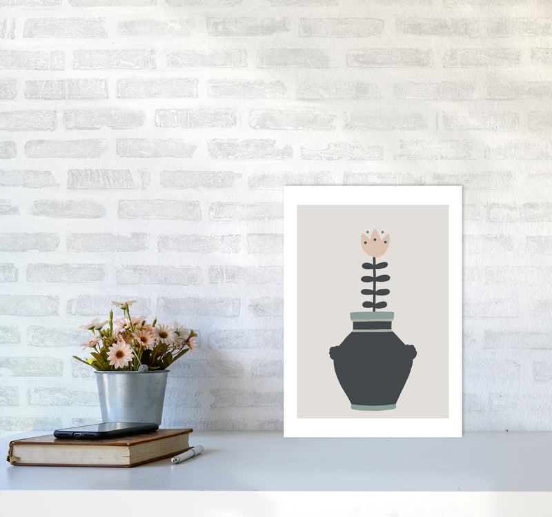 Inspired Plant Pot Stone Art Print by Pixy Paper A3 Black Frame