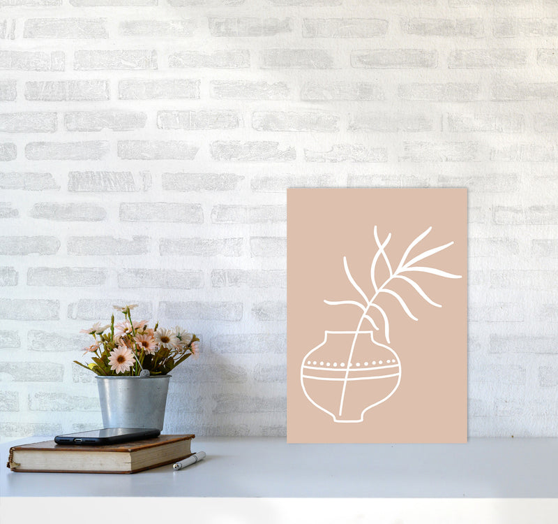 Inspired Pink Plant Silhouette Line Art Art Print by Pixy Paper A3 Black Frame