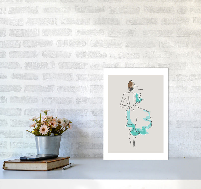 Inspired Stone Woman in Dress Line Art Art Print by Pixy Paper A3 Black Frame