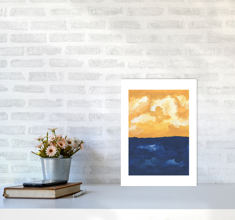 Horizon Abstract Sea  Art Print by Pixy Paper A3 Black Frame