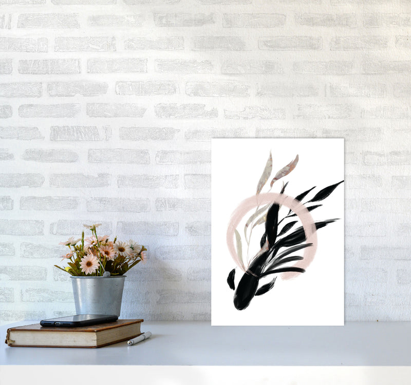 Delicate Floral Fish 02 Art Print by Pixy Paper A3 Black Frame