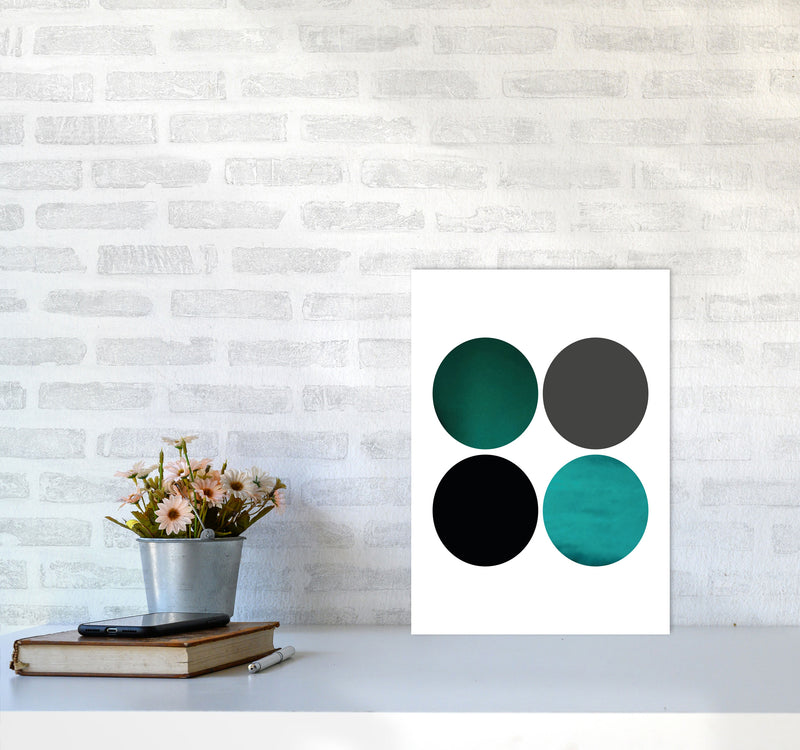 Circles Emerald Art Print by Pixy Paper A3 Black Frame