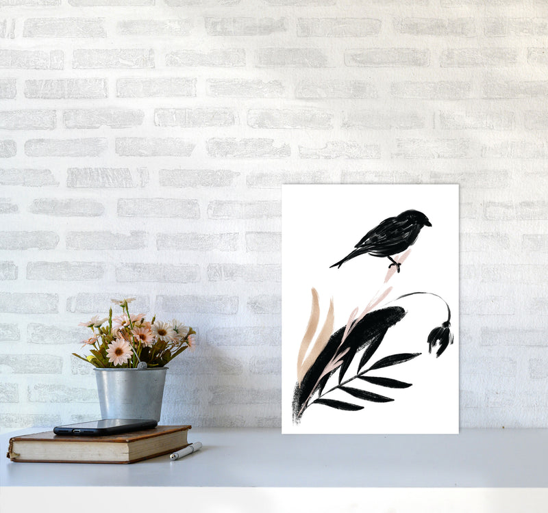 Delicate Floral Bird 04 Art Print by Pixy Paper A3 Black Frame