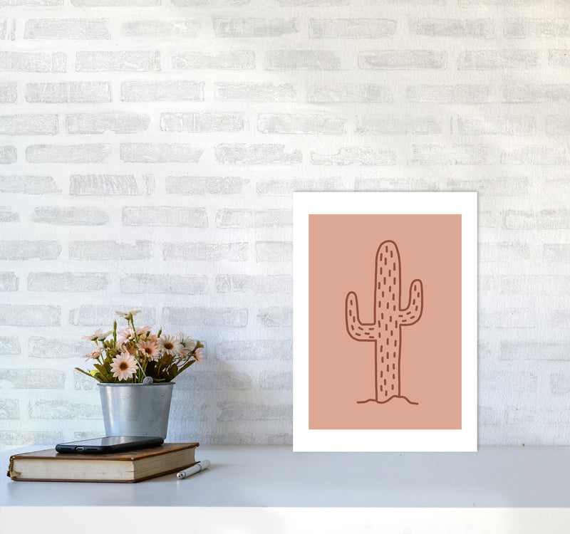 Autumn Warm Cactus abstract Art Print by Pixy Paper A3 Black Frame