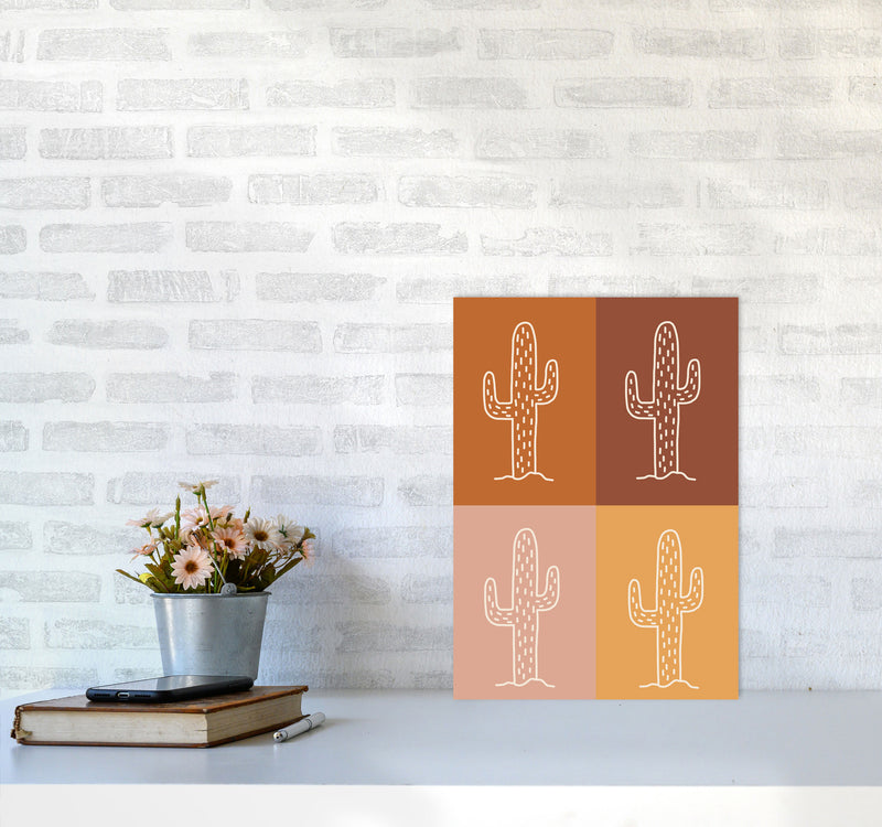 Autumn Cactus Mix abstract Art Print by Pixy Paper A3 Black Frame